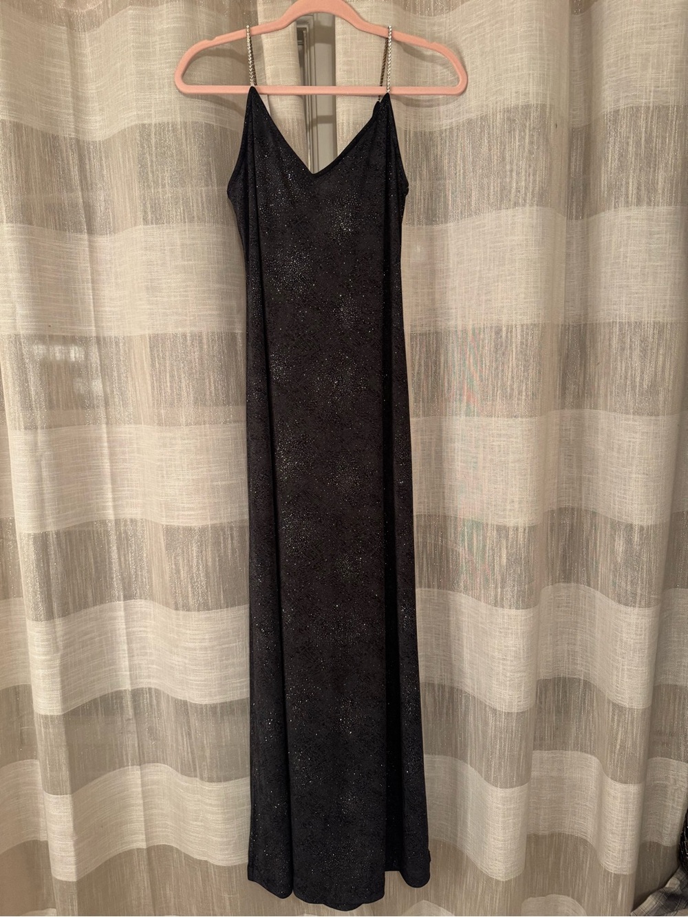 90s/Y2K Vintage Floor Length Gown w/ shimmery glitter and jeweled straps